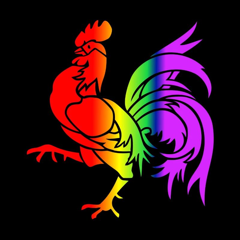 Coq arc en ciel coloré