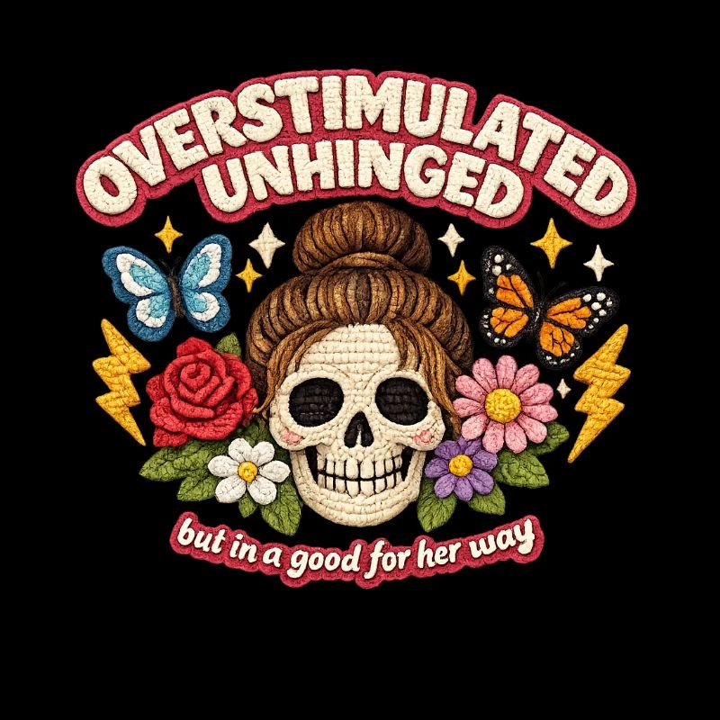 Overstimulated Unhinged Skull Patch Gift