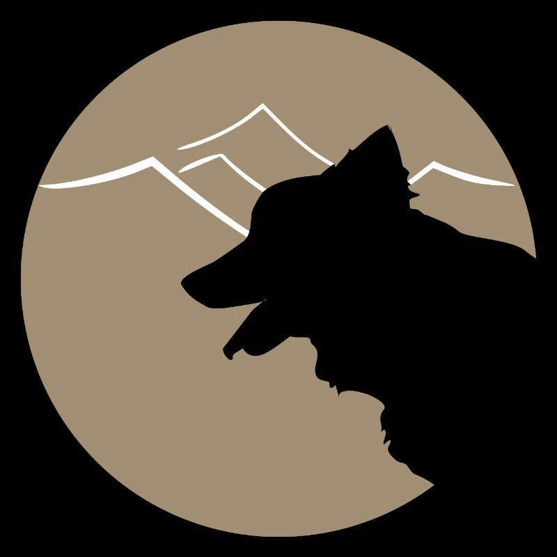 Dog silhouette in mountains or dunes