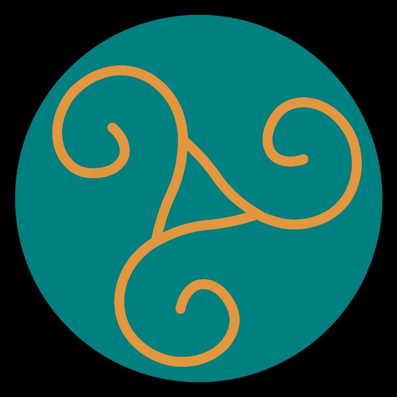 Decorative triskel in orange scrolls
