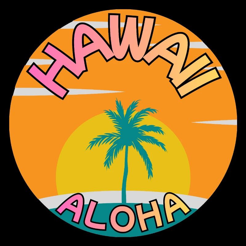 Coucher de soleil Hawaii Aloha avec palmier