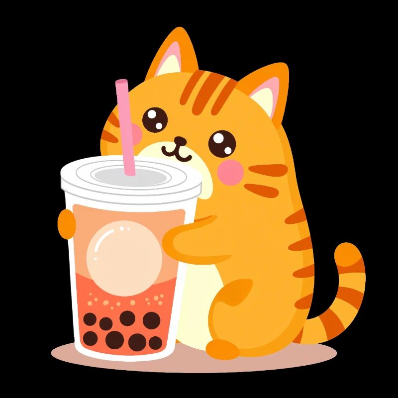 Süße Kawaii Katze mit Bubble Tea