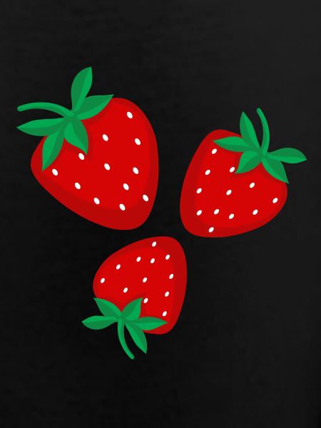 Three bright red strawberries