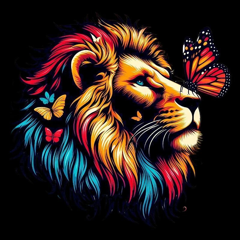Lion et papillon