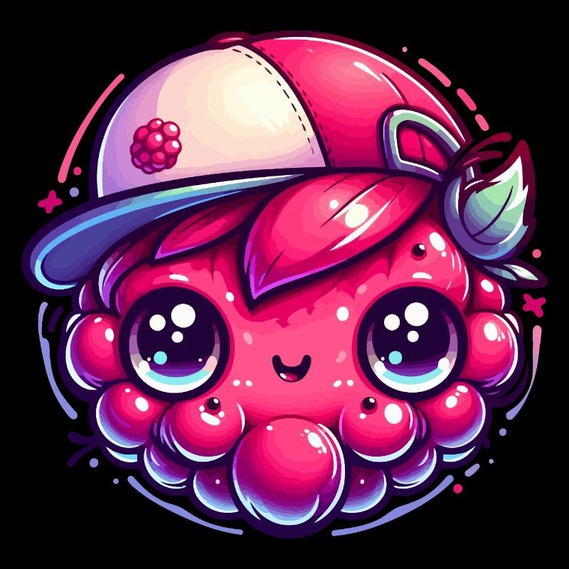 Raspberry Kawaii with Colorful Cap