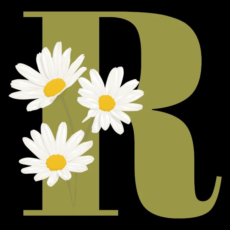 Buchstabe r grüne Gänseblümchen