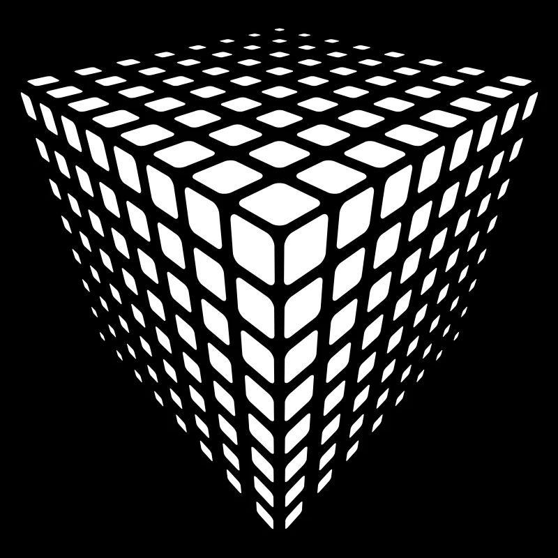 Monochrome Grid Cube Illusion