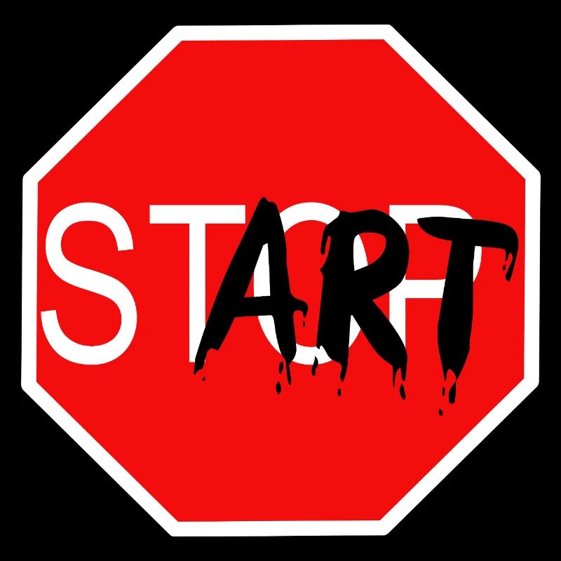 Startzeichen Graffiti Stoppschild