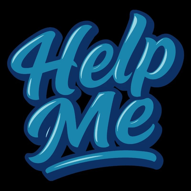 Help Me Blue Script Logo