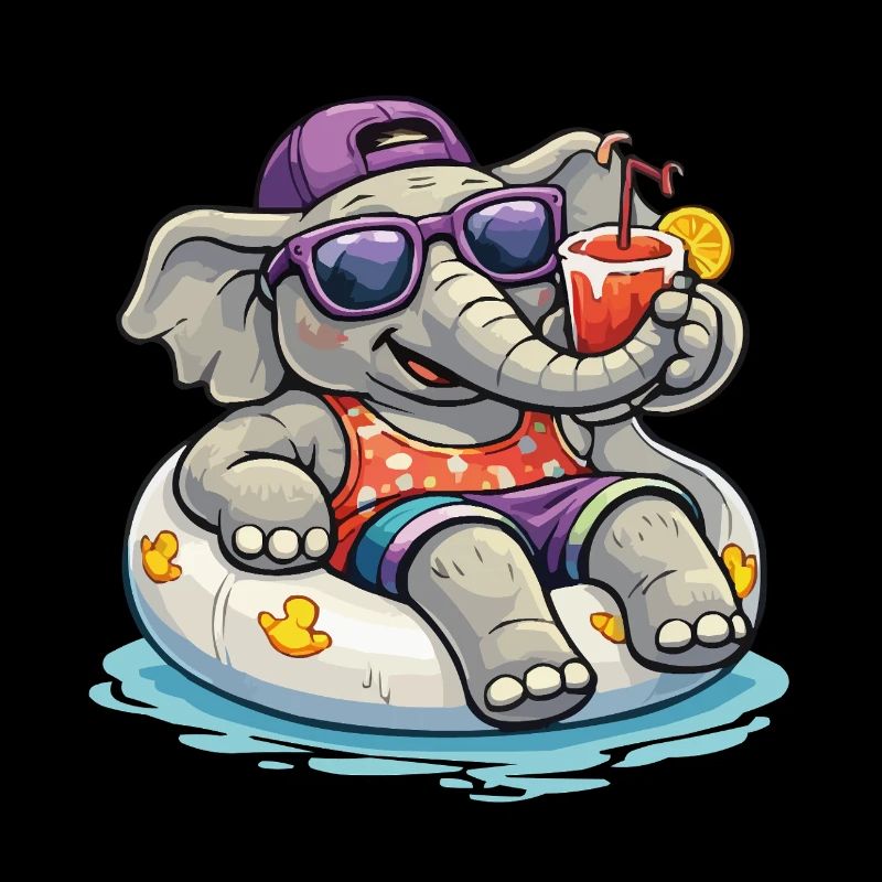 Éléphant de plage avec boisson