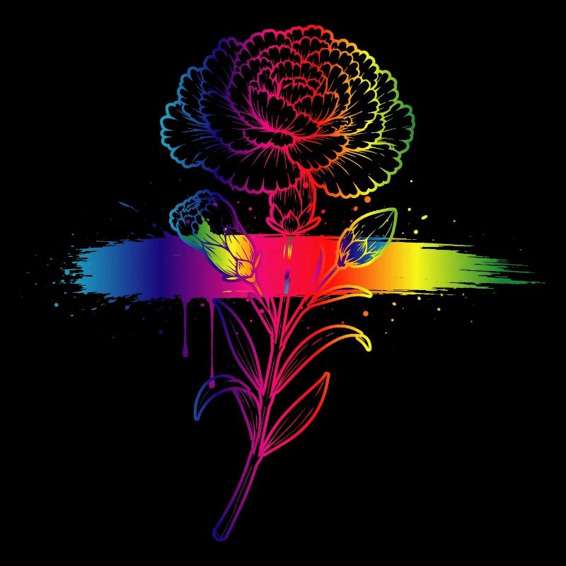 Rainbow Carnation Neon Gradient Art