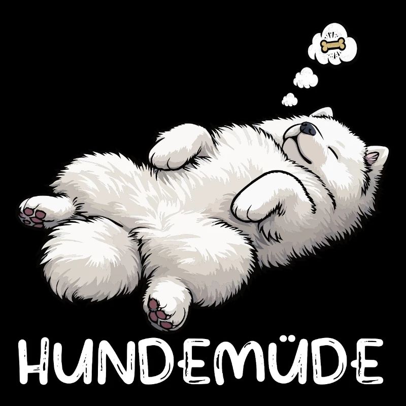 Hundemüde Samojede Samojedenbesitzer Samojedenhund