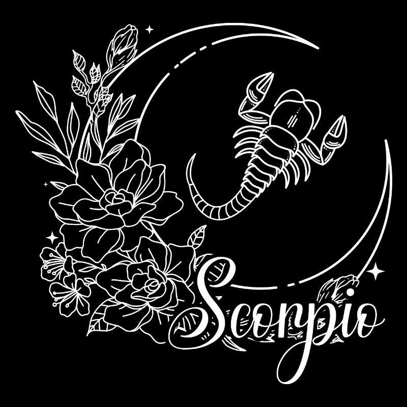 Floral Scorpio Moon Emblem