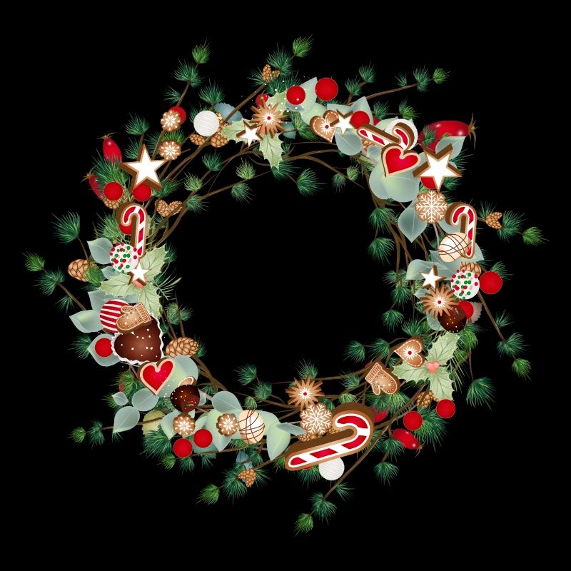 filigree Christmas larch wreath as a frame