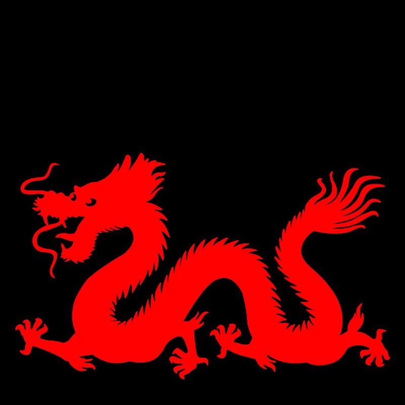 Chinese script with red dragon image