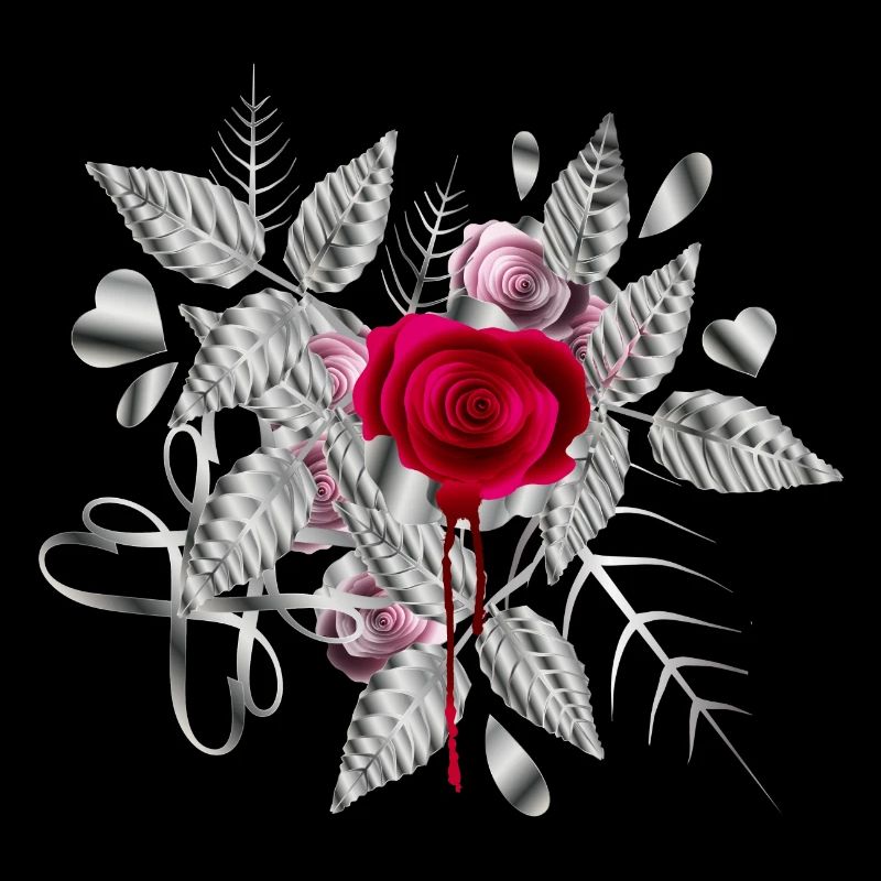 silver Valentine's Day arrangement with roses