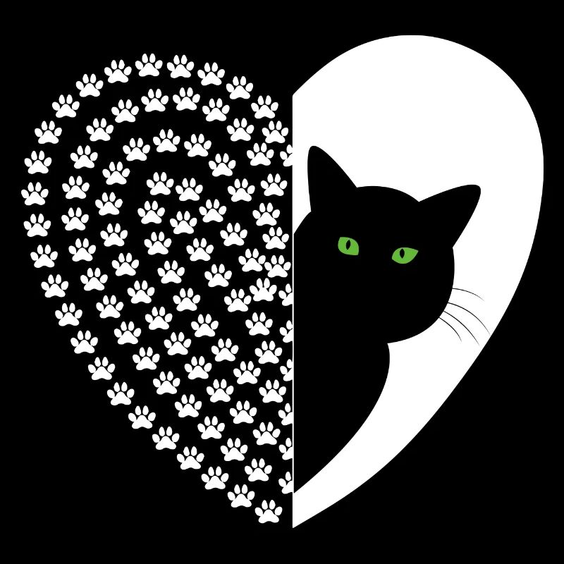 Black cat with floral pattern