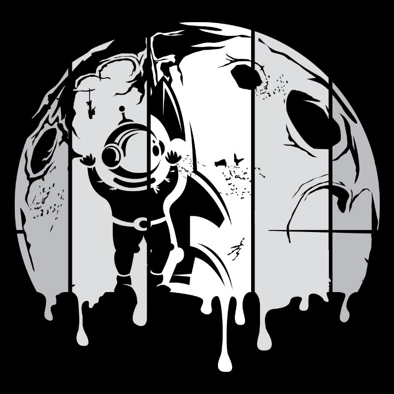 moon astronaut space rocket graffiti retro logo