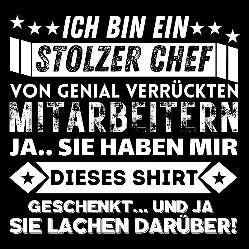 stolzer chef von genial verrückten mitarbeitern