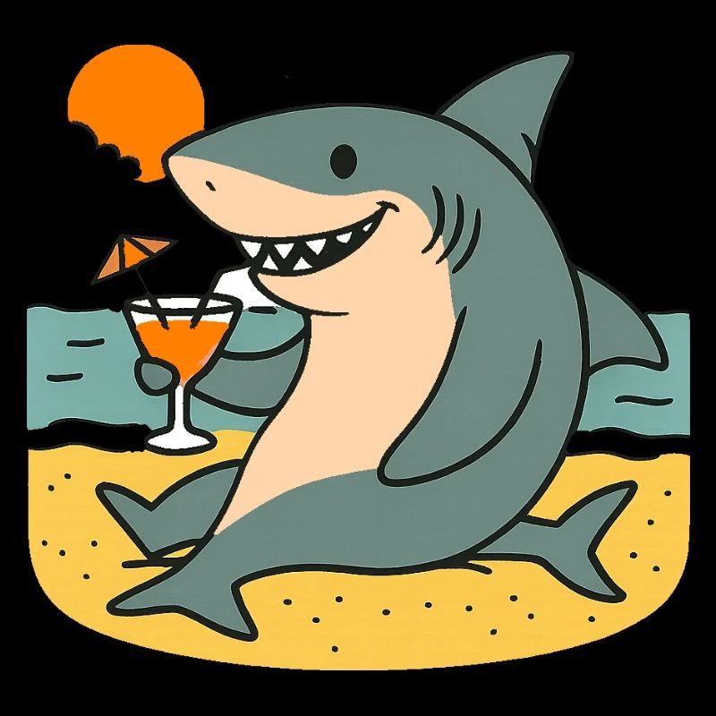 Requin de sable avec boisson de plage