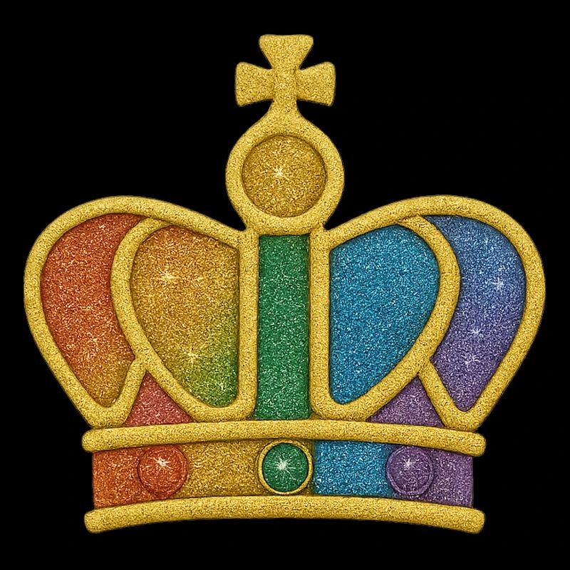 Regenbogen-Glitzerkronen-Design