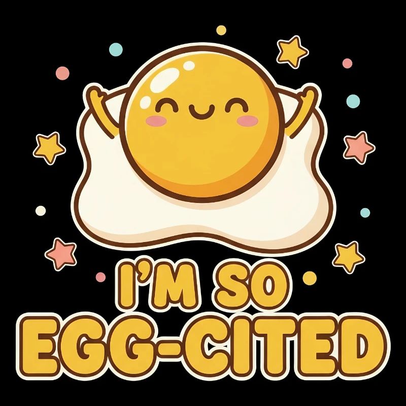 I'm So Egg-cited Kawaii Fried Egg Pun
