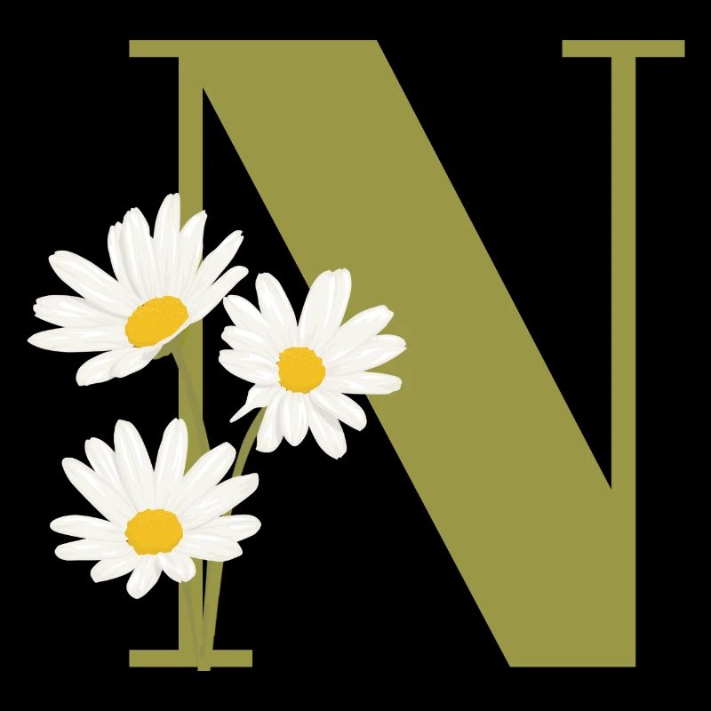 Grüner Buchstabe n Gänseblümchen