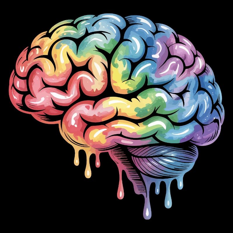 Rainbow Brain Gradient Print Design
