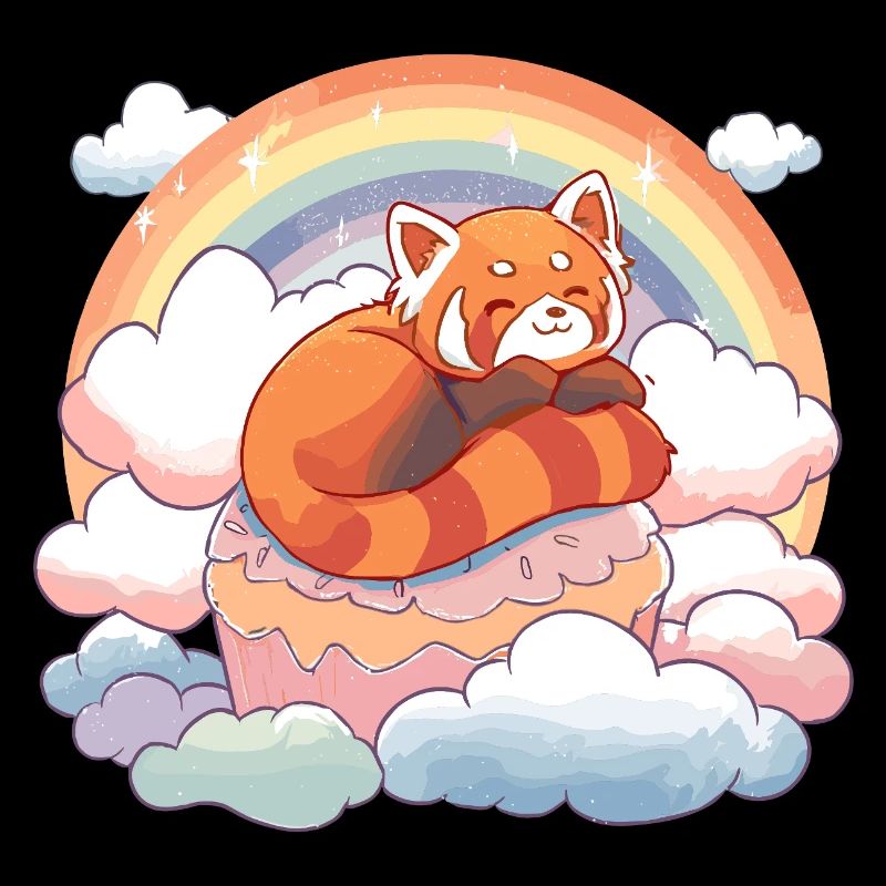 Red Panda in Rainbow Cloud Cake