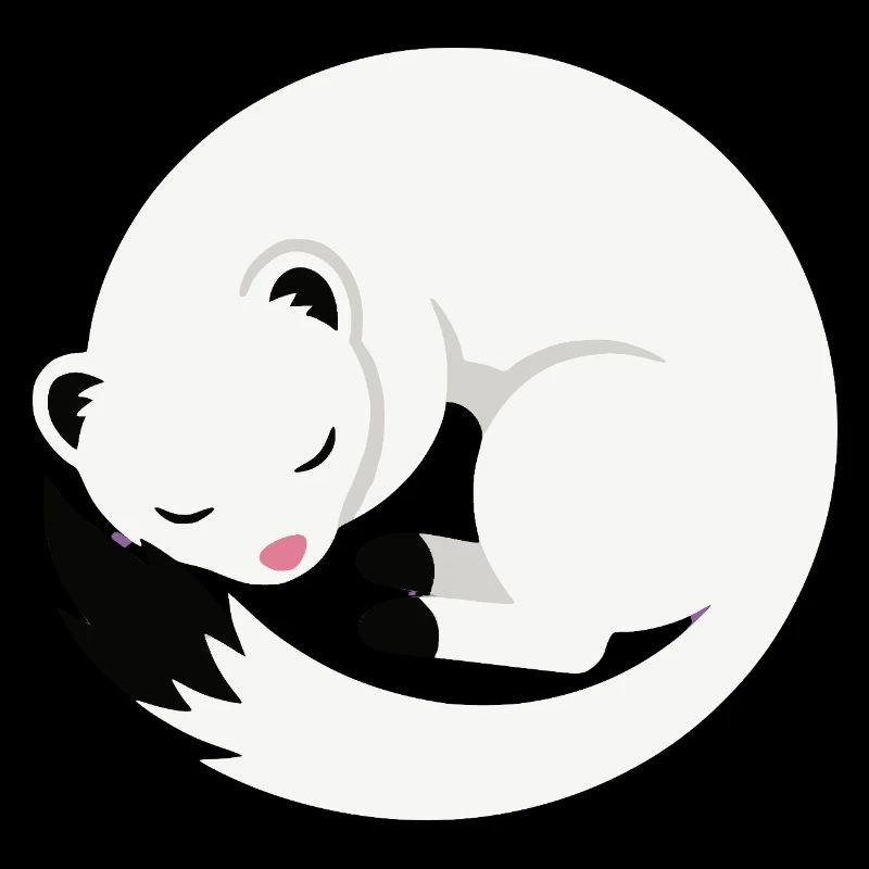 Cute sleeping ermine minimalist style