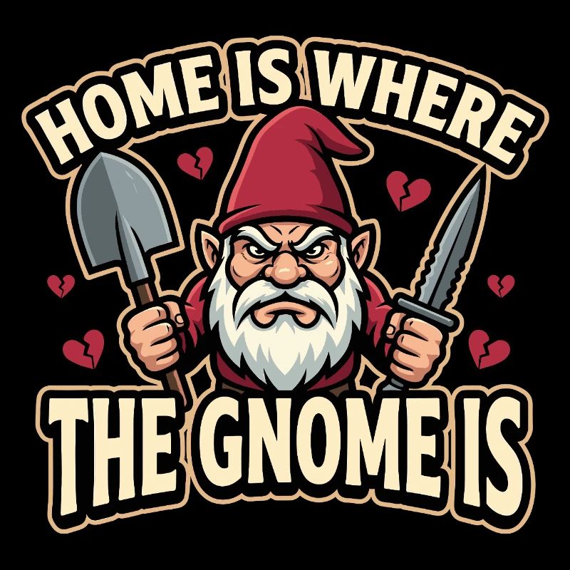 Evil Gnome, Dark Gnome, Goth Gnome, Funny Gnome