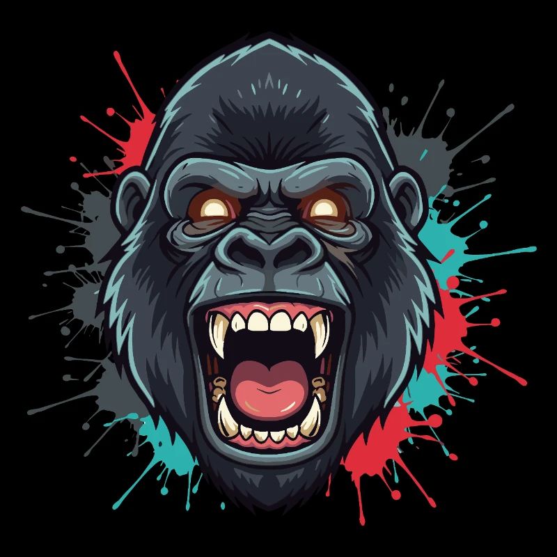 Explosion de couleur du rugissement du singe