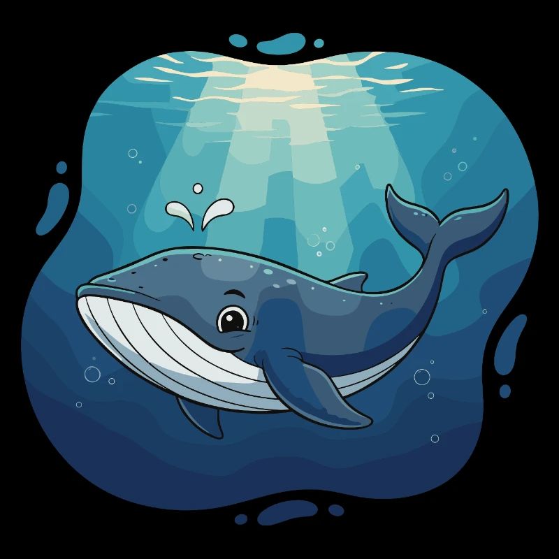 Oceanic whale in sunlight