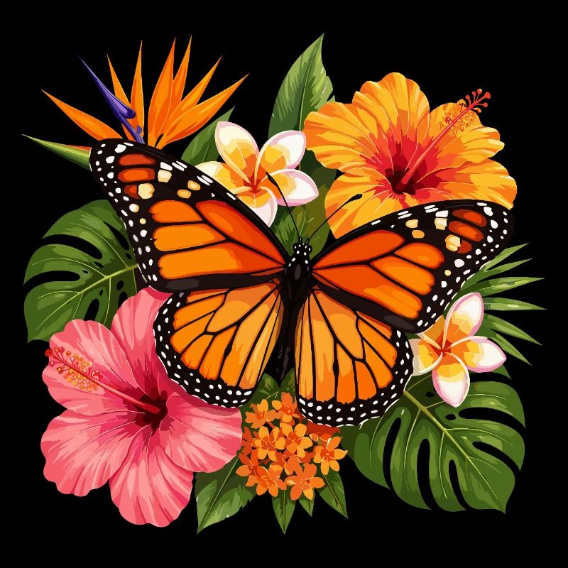 Monarch Butterfly Tropical Blossom