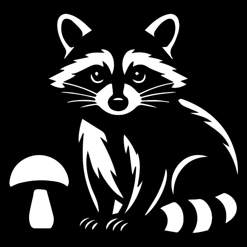 Süßer Waschbär mit Pilz Waldtier