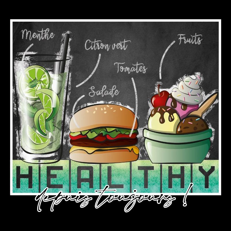 Healthy coloré hamburger mojito glace