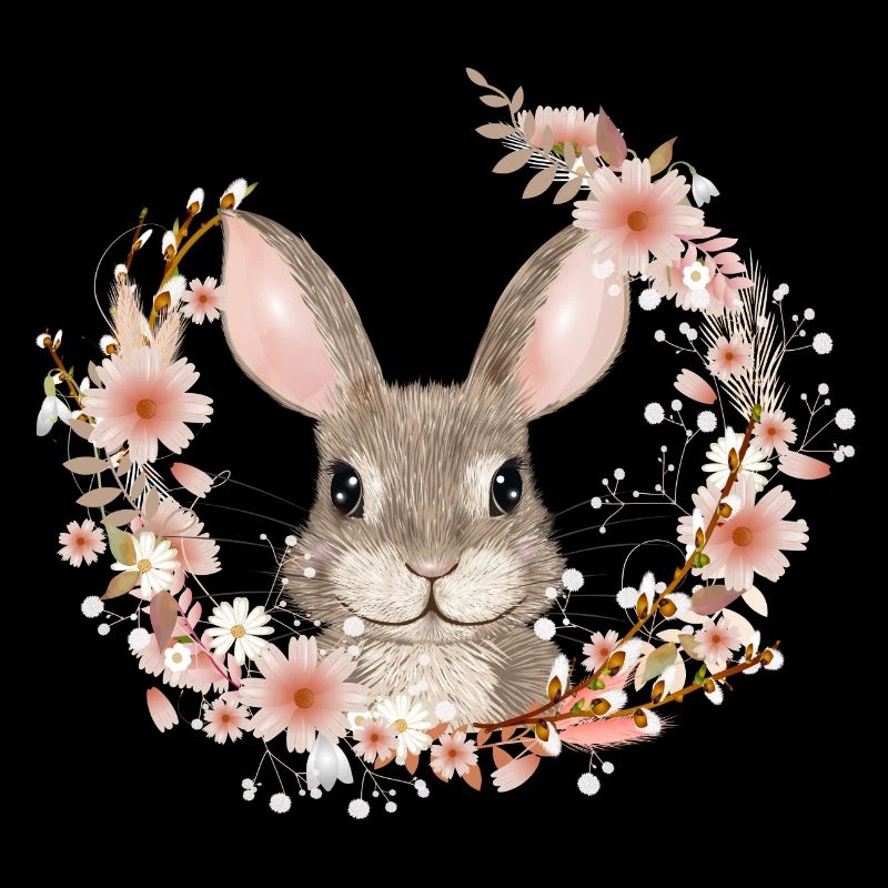 Spring wreath with rabbit as Easter bunny