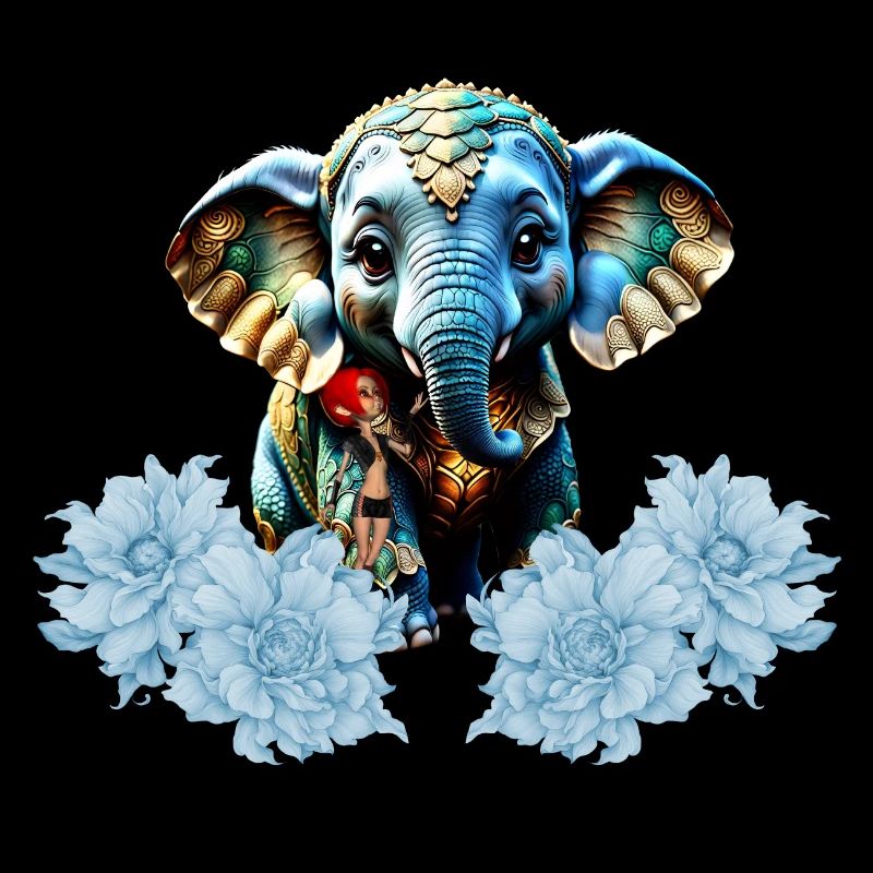 Mignon petit éléphant avec fée, meilleurs amis