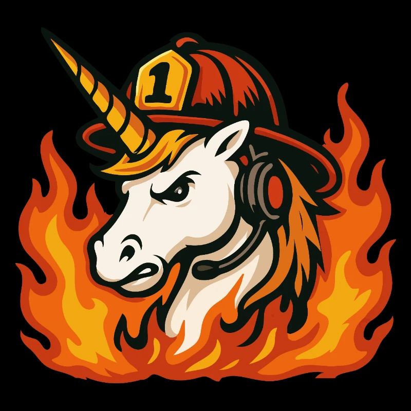 Flaming Unicorn Firefighter