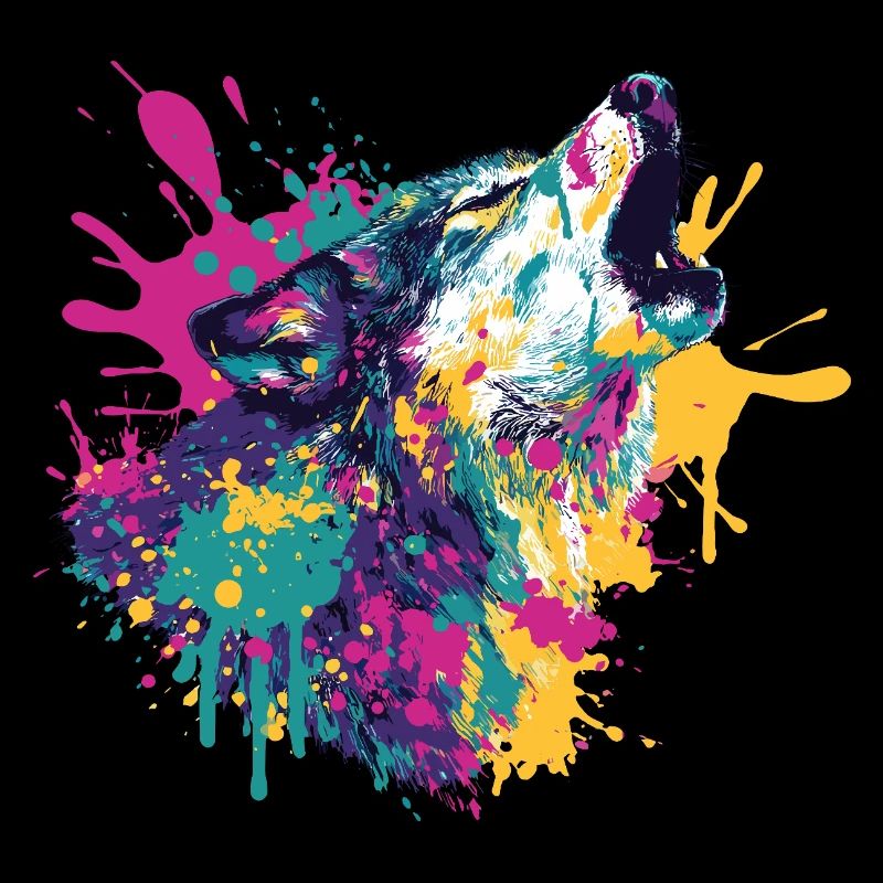 Wolf im Farbexplosion Stil
