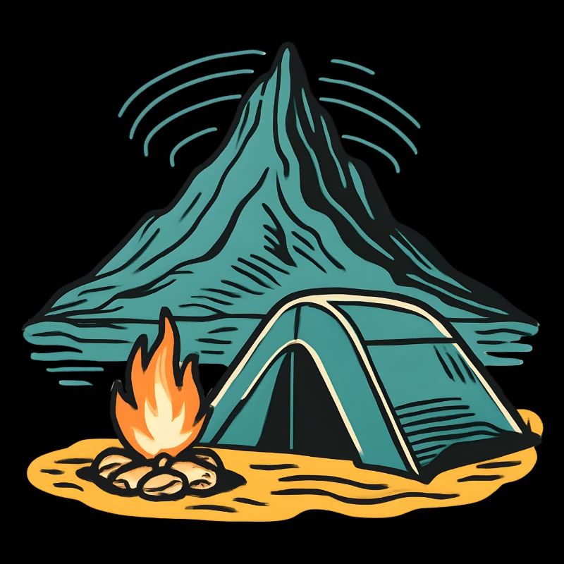 Mountain camping firelight