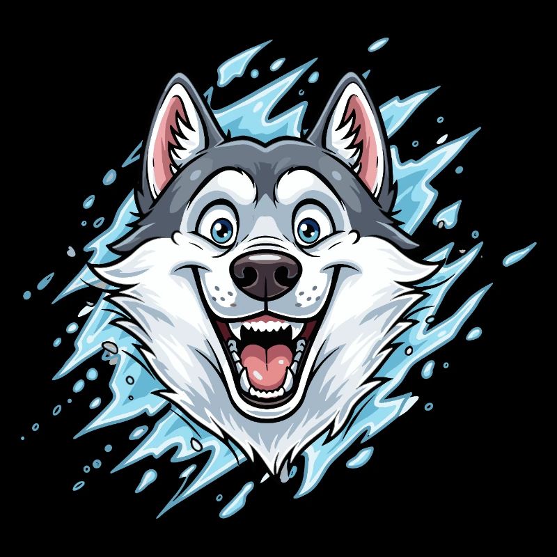 Fröhlicher Wolf Maskottchen Wassersplash
