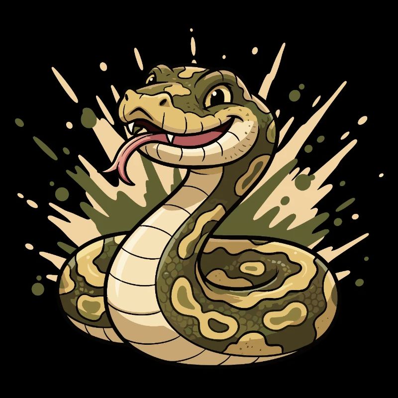 Serpent comique en camouflage avec langue