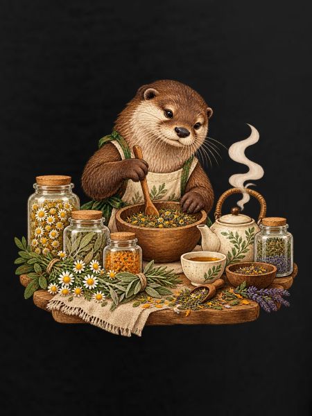 Otter mischt Kräutertee