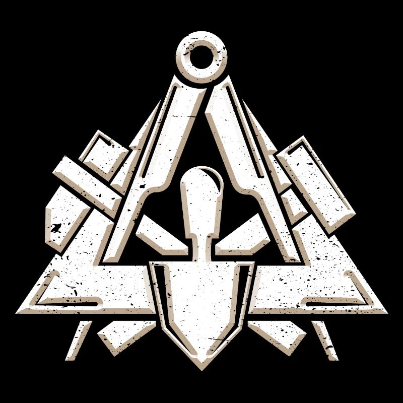 Symbole de la guilde des maçons dans un look grunge 3d cool