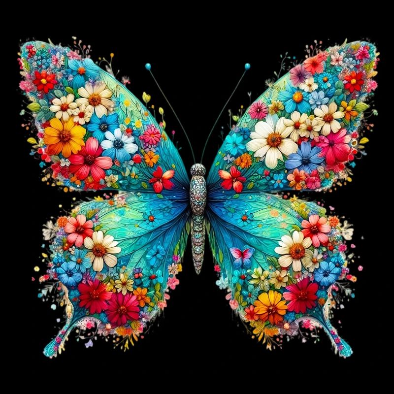Butterfly decorated with flowers