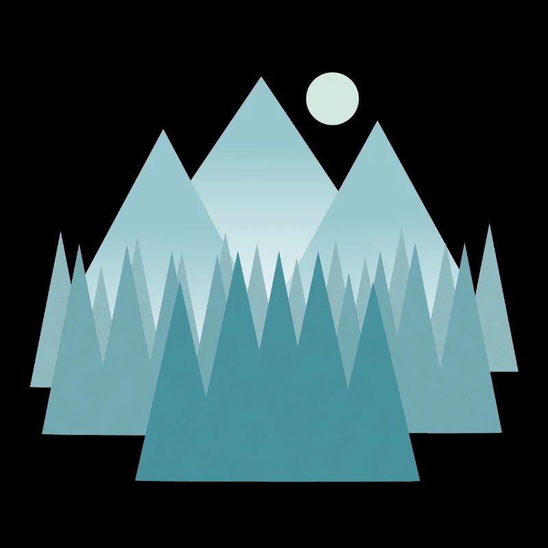 Astral mountain landscape in blue tones