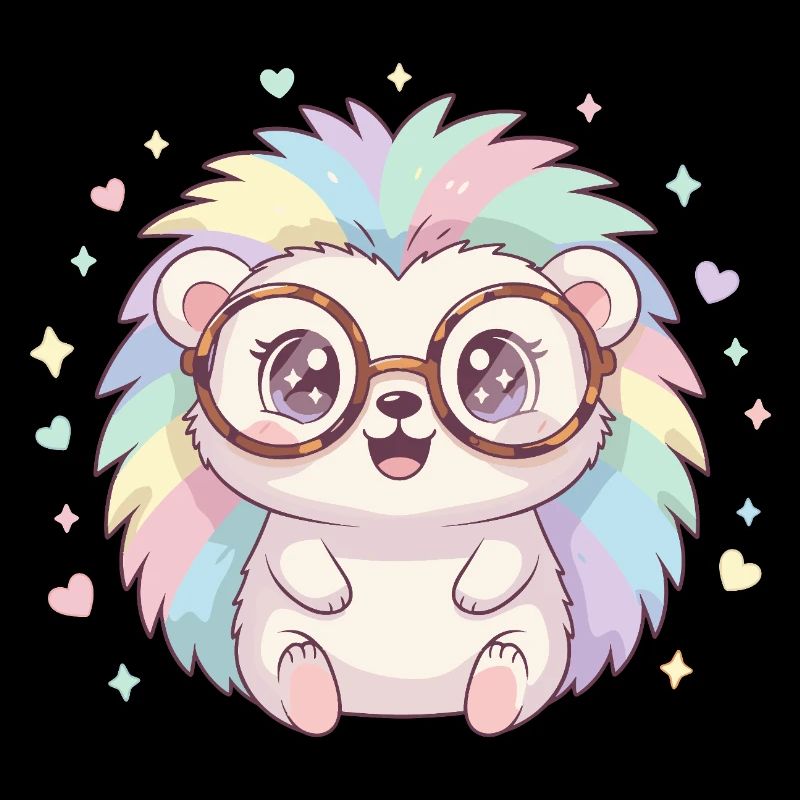 Rainbow hedgehog with glasses