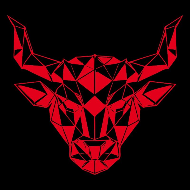 Tête de taureau rouge low-poly