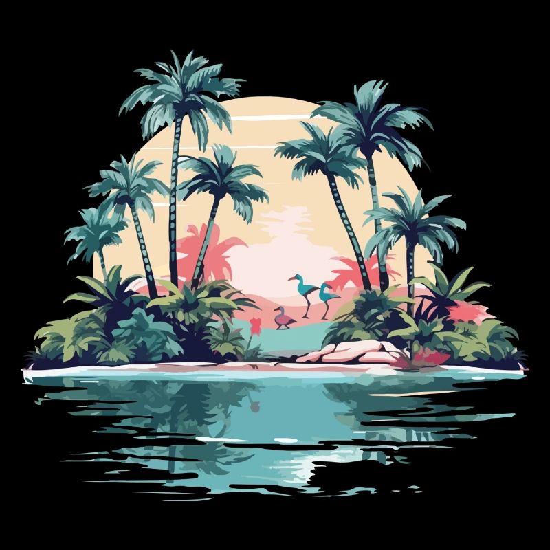 Île tropicale au coucher du soleil